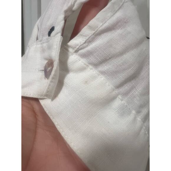 Vintage Women’s Richard Malcom Linen Polkadot Blouse Black White M - Picture 6 of 7